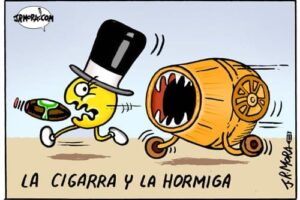 Versión moderna de la cigarra y la hormiga