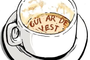 Relaxing cup of café con leche in Plaza Mayor