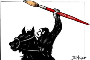 이란, 풍자 삽화로 아테나 파르가다니에게 12년 9개월 징역형 선고