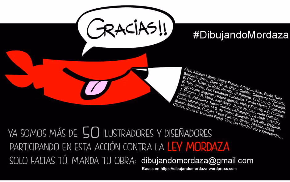 Dibujando Ley Mordaza, Viñetas, una exposición en el suelo