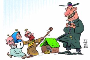 Facebook removes a cartoon about paedophile priests by Paraguayan cartoonist "Melki"