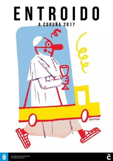 Imputan a un concejal de A Coruña por un cartel con el dibujo de un personaje disfrazado de papa