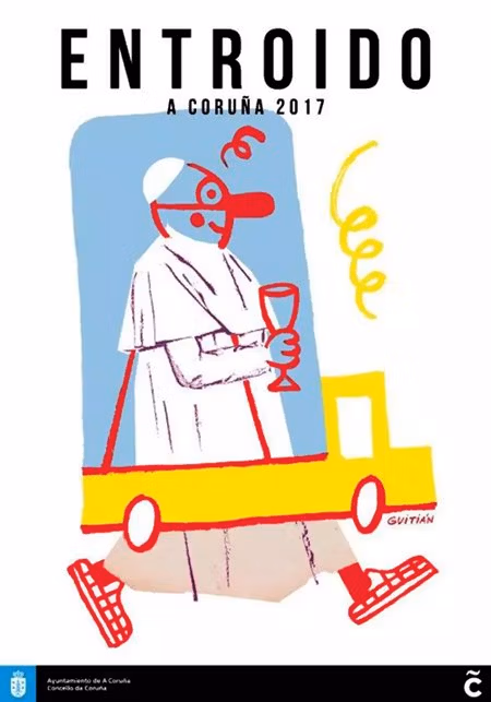Imputan a un concejal de A Coruña por un cartel con el dibujo de un personaje disfrazado de papa