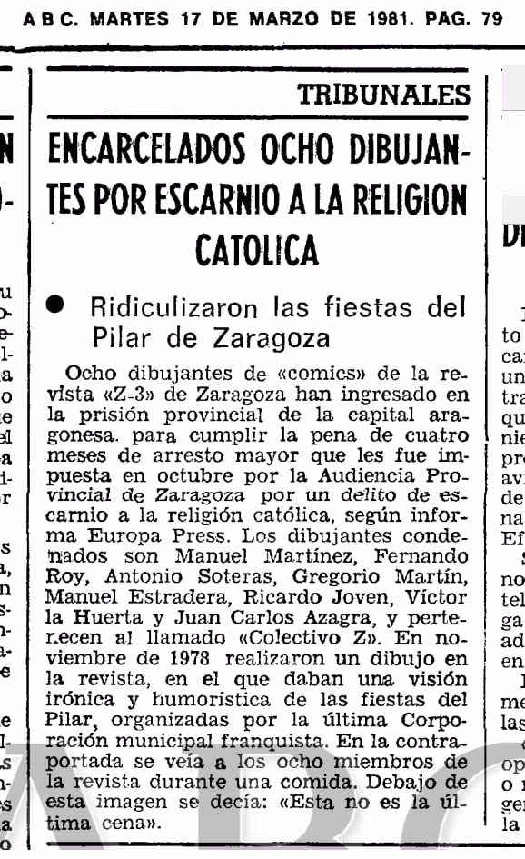 Ocho dibujantes a las puertas de la cárcel