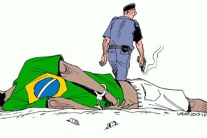 Un diputado brasileño rompe una viñeta sobre violencia policial en una exposición