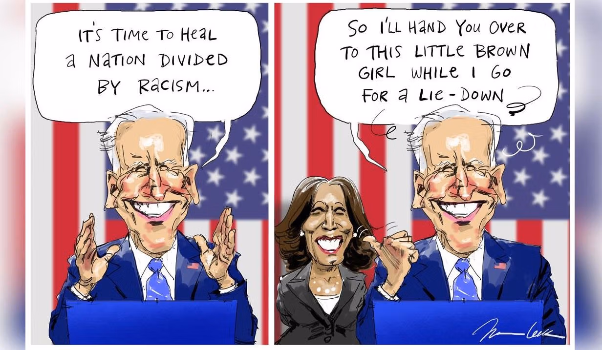 The Australian accusé de racisme pour une caricature de Joe Biden et Kamala Harris