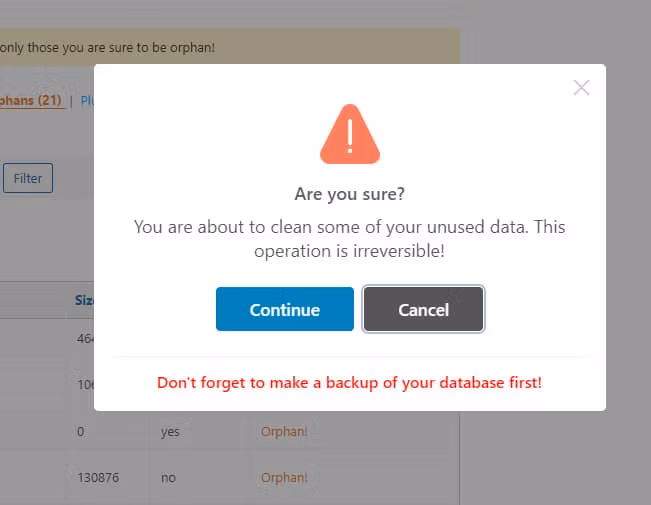 Advanced Database Cleaner Pro, głębokie czyszczenie bazy danych