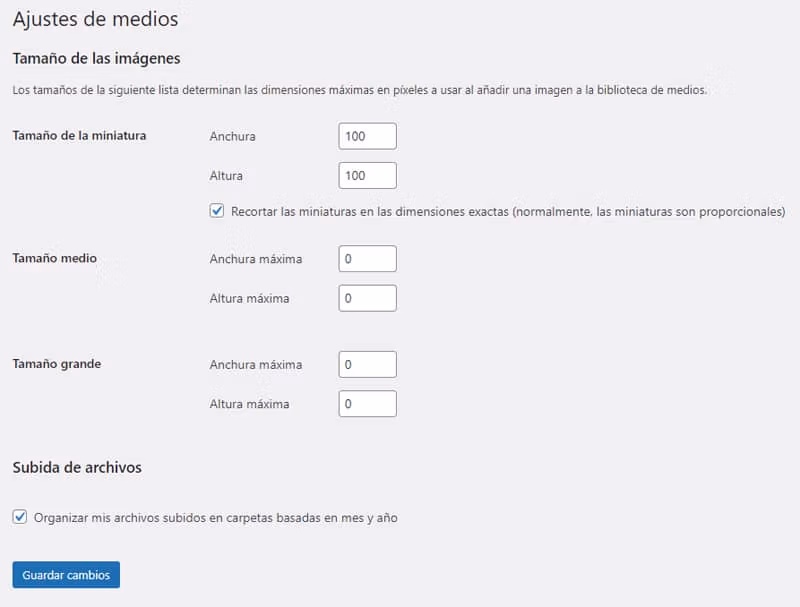 Cómo deshabilitar los distintos tamaños de imágenes creadas automáticamente por WordPress 1