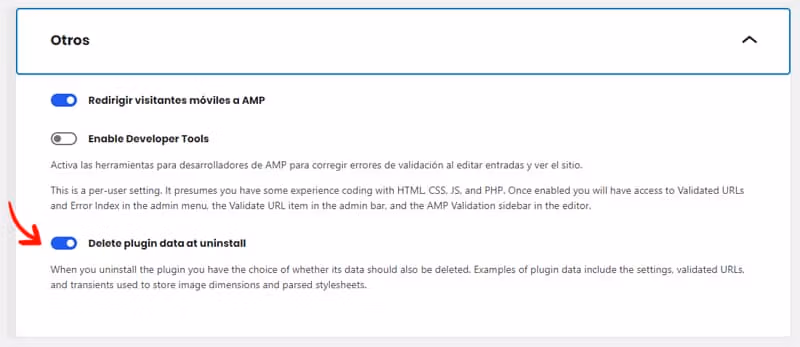 Deaktivering af AMP-sider i WordPress 4