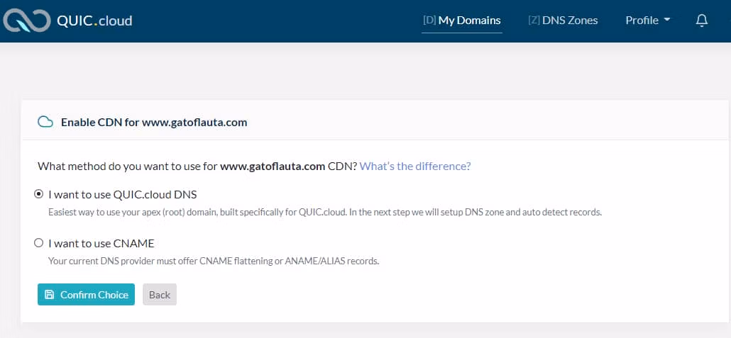 Konfigurace QUIC.cloud CDN na LiteSpeed 10