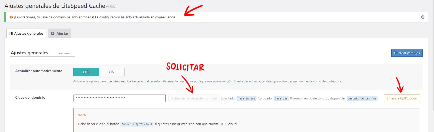 Configurar y activar QUIC.cloud CDN en LiteSpeed