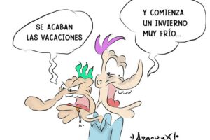 Se acaban las vacaciones, viñeta de Arangux