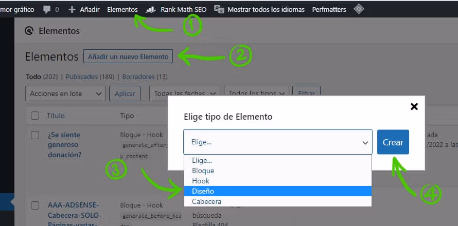 Elements de GeneratePress- Layout o diseño