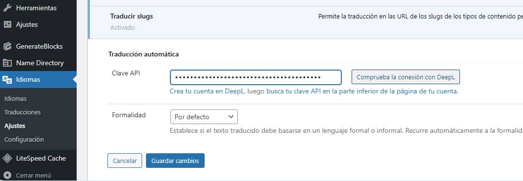 Polylang 3.6 Pro añade la opción de traducción automática usando la API de DeepL