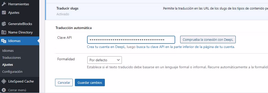 Polylang 3.6 Pro añade la opción de traducción automática usando la API de DeepL 2