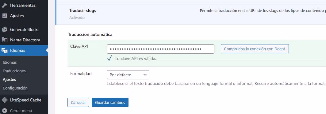 Polylang 3.6 Pro añade la opción de traducción automática usando la API de DeepL 3