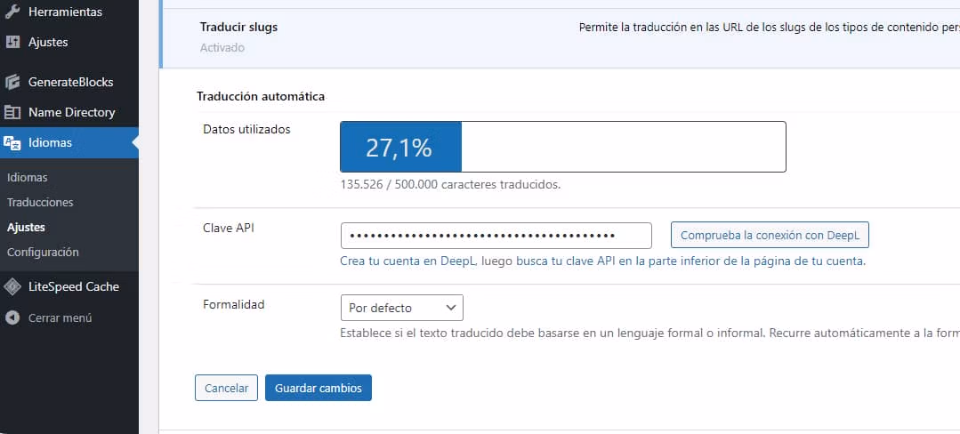 Polylang 3.6 Pro añade la opción de traducción automática usando la API de DeepL 5
