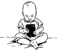 Actualidad, un niño o bebé leyendo noticias en un móvil