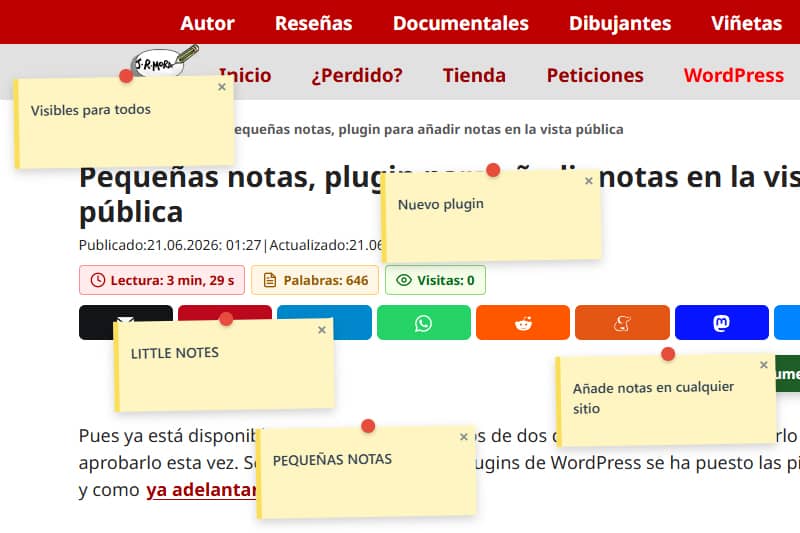 Pequeñas Notas, plugin para añadir notas en la vista pública