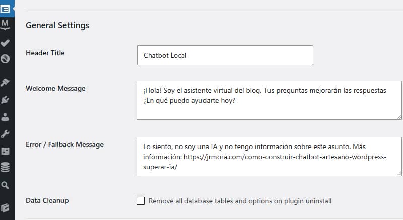 Chatbot Local para WordPress: no permitas que una IA responda por ti 5
