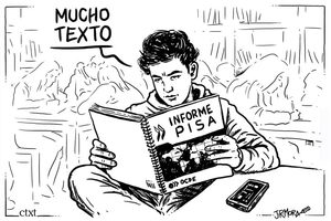 Informe PISA, adolescente leyendo el informe y diciendo: "Mucho texto"