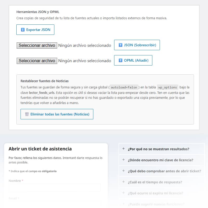 Detalle de algunas opciones del plugin JRMora Feeds Pro