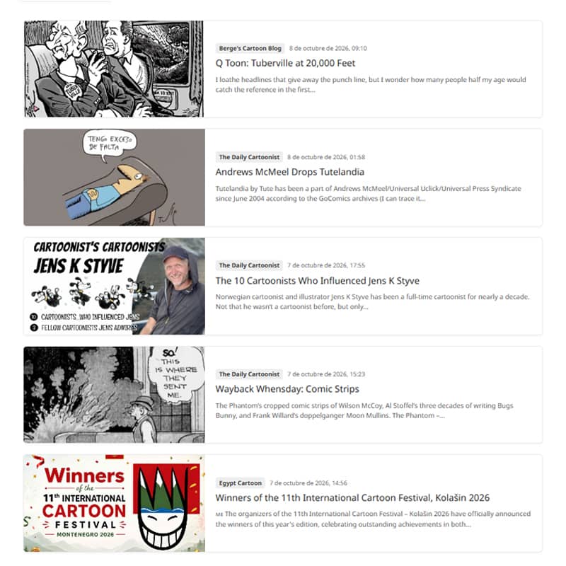 Lista de noticias vertical de una columna