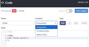 Añade tus code snippets con Perfmatters